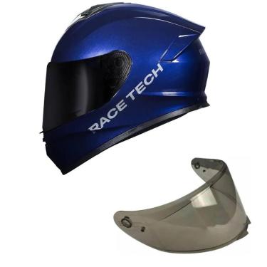 Imagem de Capacete Race Tech Hit Monocolor Azul Mais Viseira Fumê-Masculino