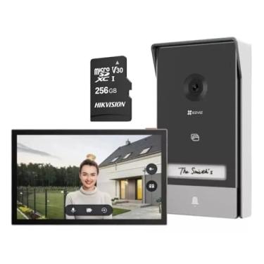 Imagem de Kit Videoporteiro HP7 2K com Tela 7” Bivolt IP65 + Cartão de Memória 256GB – Segurança Residencial com Alta Definição e Armazenamento Ampliado