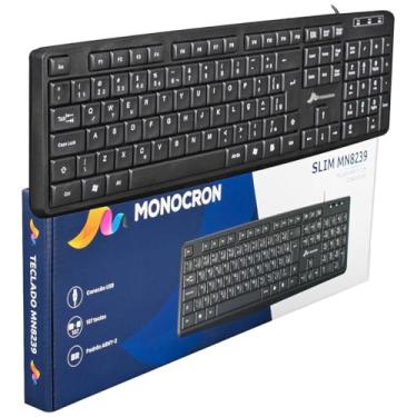 Imagem de Teclado com Fio USB Slim Padrão ABNT-2 PT-BR 107 Teclas Cabo com 1,5m MN8239 Monocron Preto