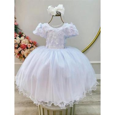 Imagem de Vestido Infantil Branco com Renda para Festas e Casamentos - Fabuloso 
