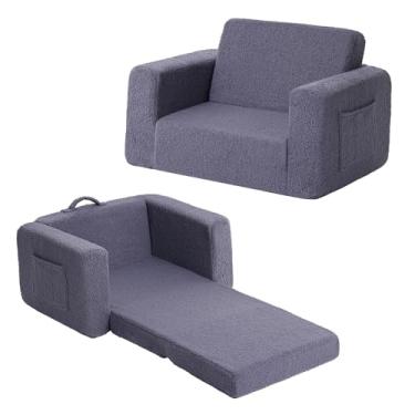 Imagem de Tiita Sofá infantil, cadeiras infantis 2 em 1, conversível de sofá para espreguiçadeira, cadeira dobrável para crianças, cadeira de apoio de braço infantil, sofá dobrável de brincar para meninas ou