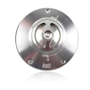 Imagem de Arashi Capa universal CNC sem chave para tanque de combustível para Honda Ø 115 mm e 3 pontos de montagem acessórios de motocicleta prata