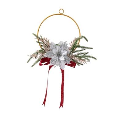 Imagem de WeiLaiKeQi Guirlanda de Natal em Formato de Arco, Enfeite de Parede, Decoração de Natal Versátil, Cabide para Porta de Entrada, para Ambientes Internos E Externo, Prata, Tamanho real