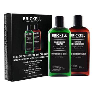 Imagem de Shampoo e Condicionador Para Hos Revitaliza Força e Volume Orgânico 237ml, BRICKELL MENS PRODUCTS, Preto
