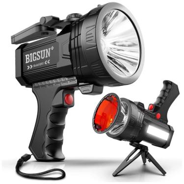 Imagem de Lanterna LED Q953 6000 Lúmens 3 Modos Alça Portátil Carregador 12V USB, 110v, BIGSUN, Preto