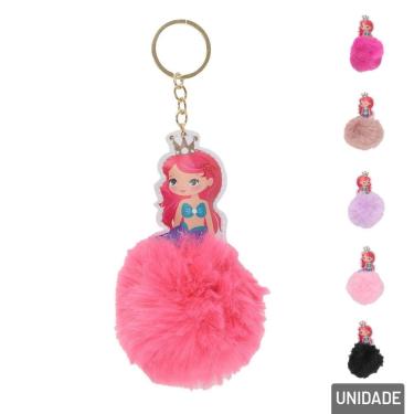 Imagem de Chaveiro de Sereia 11cm com Pompom Color - Tudo em Caixa