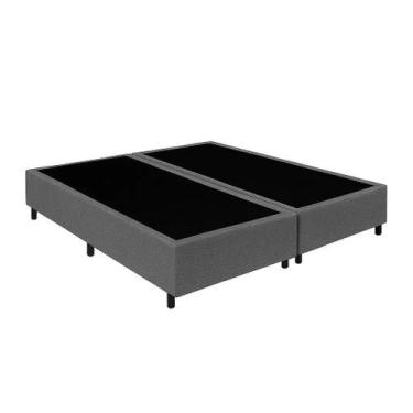 Imagem de Base Cama Box Casal Bipartido Cinza Suede 40x138x188 - Santo Box FR