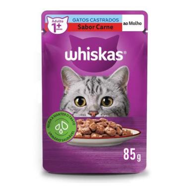 Imagem de Ração Úmida para Gatos Castrados Whiskas Sabor Carne 85g