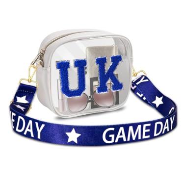 Imagem de Bolsa feminina Claer para o dia do jogo, aprovada pelo estádio de futebol, bolsa transversal transparente, acessórios para o dia do jogo, Azul, branco