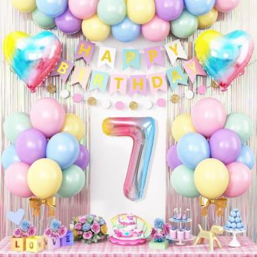 Imagem de Decorações de aniversário Adorely Rainbow 7th Birthday Girls Boys