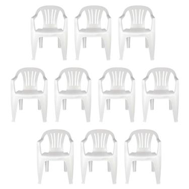 Imagem de Kit 10 Cadeiras Poltrona Plástica Empilhavel Reforçada 182kg Mor