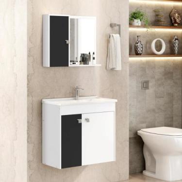 Imagem de Conjunto Banheiro Munique II com Gabinete, Espelheira e Cuba - BECHARA