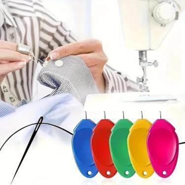 Imagem de 10 peças de passadores de agulha, ferramenta para costura manual, fácil de usar, ótimo para trabalho com agulhas, máquina de costura, bordado, ponto cruz, 5 cores aleatórias