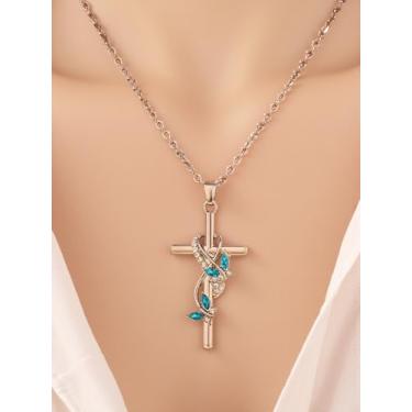 Imagem de Colar elegante e requintado: uma fusão inteligente de presente elegante com pingente de borboleta, asa de anjo e cruz