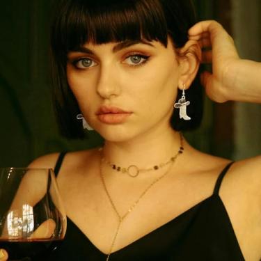 Imagem de Brincos femininos de strass, estilo independente, vaqueira, cowboy, esmaltado, boêmio, rodeio, bota, brincos pendentes para mulheres, cristal transparente, chapéu preto pérola