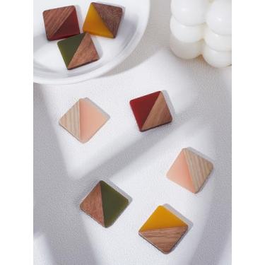 Imagem de Pingente quadrado de resina, 8 peças, pingente quadrado plano de resina em branco, berloque de 4 cores para colar, pulseira, faça você mesmo, fabricação de joias, 20 x 20 x 3,5 mm