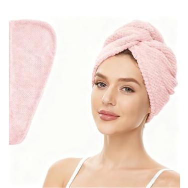 Imagem de Toalha de cabelo de microfibra para mulheres, turbante de cabelo de secagem rápida anti-frizz para todos os estilos de cabelo, absorvente e leve, rosa claro