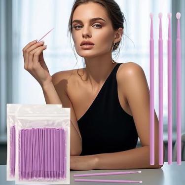 Imagem de 200 peças de escova microaplicadora descartável para extensão de cílios, microcotonetes de algodão, varinhas de rímel para lábios
