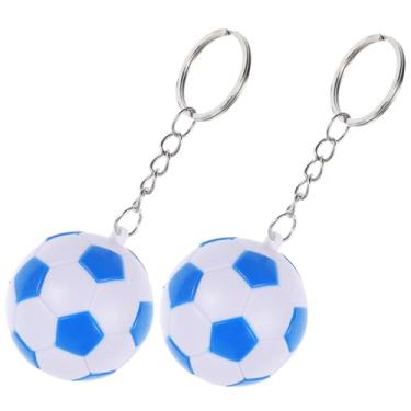 Imagem de 2 chaveiros de bola de futebol azul para chaveiros de futebol para lembrancinhas de festa, prêmios de carnaval escolar e enchimentos de sacolas de brindes, chaveiro criativo, Azul, 2pcs