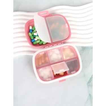 Imagem de Organizador de comprimidos de viagem com 8 compartimentos, estojo de comprimidos diário portátil para vitaminas e suplementos, caixa de comprimidos compacta para bolsa, bolso e viagem (rosa)