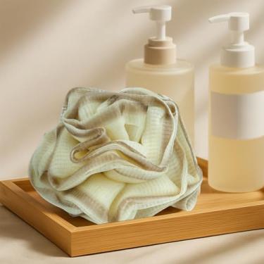 Imagem de Esponja de banho, bucha de chuveiro de 70 g para mulheres, esponjas de bucha de malha para sabonete líquido - limpeza diária, cáqui gradiente