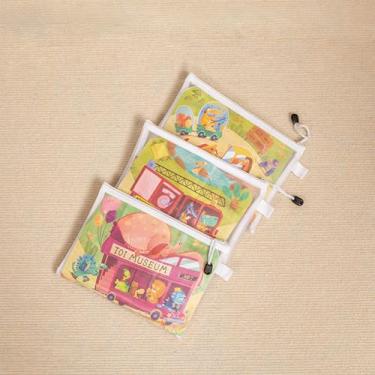 Imagem de Conjunto de 3 bolsas de documentos de malha com zíper tamanho A5/A6 para viagens, material escolar, eletrodomésticos de escritório e organização doméstica