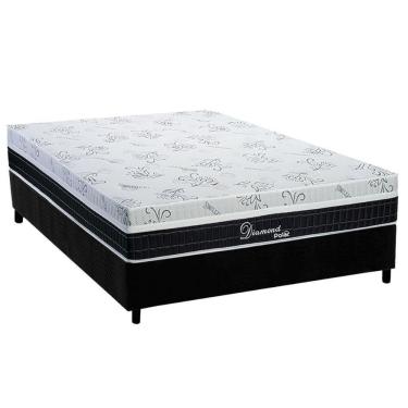 Imagem de Cama Box Casal: Colchão Molas Ensacadas Diamond + Base Crc Suede Black (138x188)