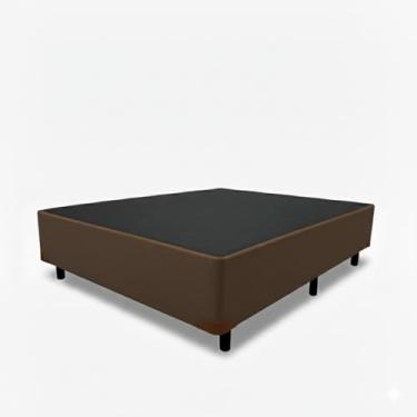 Imagem de Cama Box Casal 138 com Pés de Madeira (Corino, Marrom)