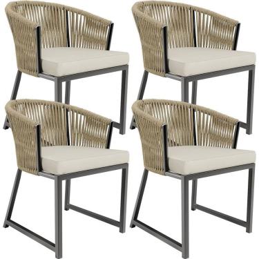 Imagem de Kit 04 Cadeiras Para Área Gourmet Cozinha Bethari D04 Bege