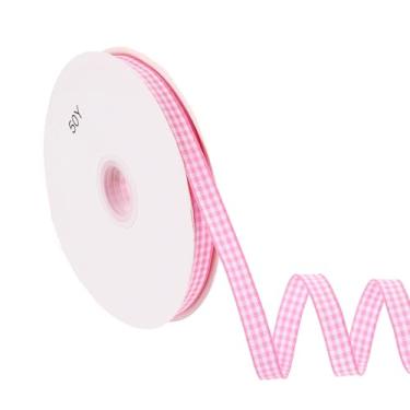 Imagem de PATIKIL Fita guingão de 1,5 m x 9,5 cm, fita xadrez de nylon quadriculada para presente para dia de Ação de Graças, guirlanda de laço, artesanato, aniversário, casamento, rosa