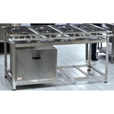 Imagem de Fogão Industrial 8 Bocas P8 em Aço Inox com Forno Leona - Mr Fogões