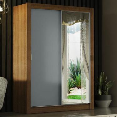 Imagem de Guarda-roupa Solteiro 2 Portas Com Espelho Rustic/Cinza