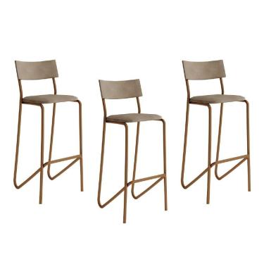 Imagem de Kit 3 Banquetas Altas Cozinha Balcão 1747 Carraro Areia Rose