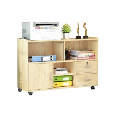 Imagem de Armário de Arquivos Armário de chão armário arquivo móvel dados mesa aparador impressora colocação gaveta armazenamento(Natural)
