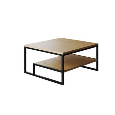 Imagem de Mesa De Centro Toledo Preta Com Tampos De Madeira Canela