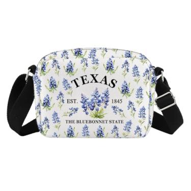 Imagem de CHOORO Texas Bluebonnet Bolsa tiracolo Texas State Flower Bluebonnet 1845 Sling Bag Texas Bluebonnet Flower Gift, Bluebonnet Hb