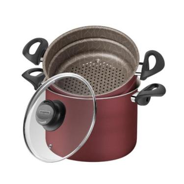 Imagem de Cuscuzeira / Cozi Vapore Tramontina Antiaderente Paris Vermelha 22 cm 