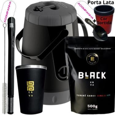 Imagem de Kit Completo Tereré Garraga Pávia + Black Erva Mate + Copo Térmico de 