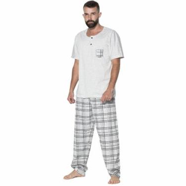 Imagem de Pijama Masculino Vekyo Modas Adulto Blusa Manga Curta Lisa Calça Longa