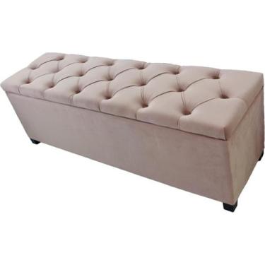 Imagem de Puf Baú Estofado Capitonê Queen 160x40x45cm Cor Rosa - Durabilidade e 