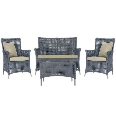 Imagem de Jogo Sofá E 2 Poltronas E Mesa Igapó Fendi E7 Trama Original Prata