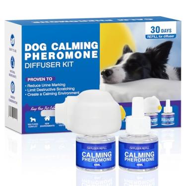 Imagem de AYPEND Difusor de feromônios calmantes para cães, difusor de feromônios apaziguador para acalmar para alívio da ansiedade do cão, reduzir a agressão, combater o estresse do latido, 1 plugue + 2 refil