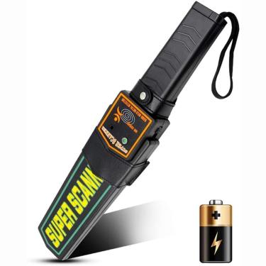 Imagem de Detector de Metais Portátil Bastão Scanner Multifrequência 25 Alcance 30 cm 3 Níveis de Sensibilidade Alertas Sonoro Luminoso Vibratório Bateria 9V Inclusa — Preto