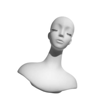 Imagem de harayaa Cabeça de manequim com ombro, estilo profissional, manequim, peruca, suporte de exposição, cabeça feminina, suporte para brincos, cachecol, chapéus