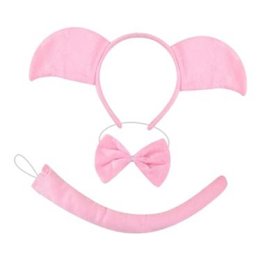 Imagem de UGPLM Fantasia de Porco para Decoração de Festas de Fim de Ano, Carnaval e Baile de Máscaras, Luz Rosa, Conjunto de 3 Peças