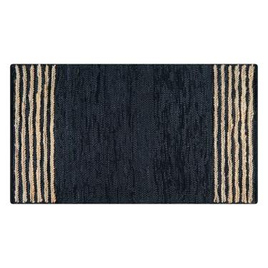 Imagem de RIANGI Tapete de área de juta/couro tecido à mão - 1,8 m x 2,5 m - Tapetes retangulares reversíveis bege rústico para quarto, cozinha, sala de estar - Tapete de juta 1,5 x 2,3 m