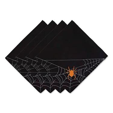 Imagem de DII Decoração de mesa de festa de Halloween, tecido de algodão reutilizável e lavável na máquina, conjunto de guardanapos, 50 x 50, teia de aranha assustadora, 4 peças