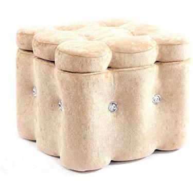 Imagem de SENNIAN Banqueta para pés caixas de armazenamento para pés otomano adultos banquinho moderno banquinho baixo pufes multifunções cadeira para sala de estar, quarto, decoração de casa, cadeira