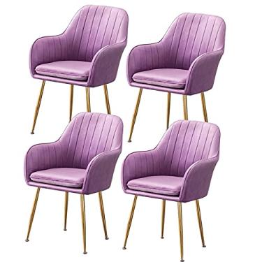 Imagem de Cadeira de jantar, cozinha, sala de jantar, móveis, cadeiras de veludo, conjunto de 4 poltronas de cozinha, sala de estar, com pernas de metal, assento e encostos de veludo para sala de estar, quarto