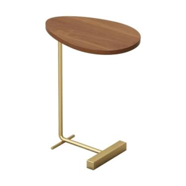 Imagem de UINGBPXT Mesa de chão pequena mesa de centro base de metal mesa lateral alta mesa de cabeceira de madeira maciça pequena mesa de chá para casa, sala de estar, escritório